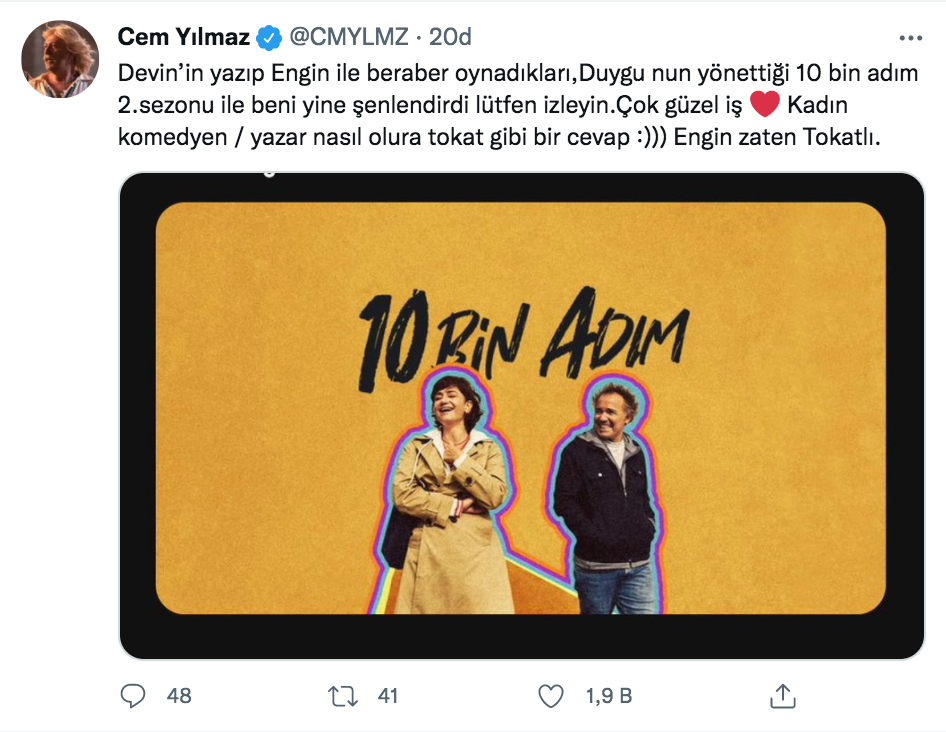 cem yilmaz dan 10 bin adim dizisine ovgu